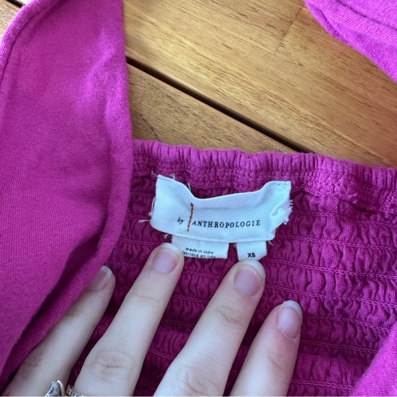 Anthropologie Danica Smocked Halter Tie Tank Top Magenta Pink Size XS - Picture 3 of 5